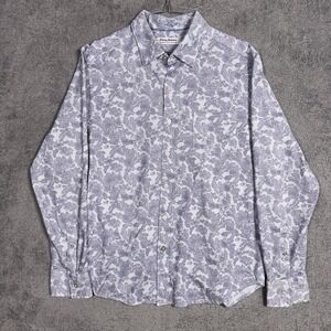 Tommy Bahama San Lucio Stretch Shirt Mens L Bering Blue Floral Island Zone